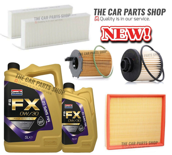 FOR PEUGEOT PARTNER 1.6 DIESEL 2015> FULL SERVICE KIT WITH 0W30 ENGINE OIL