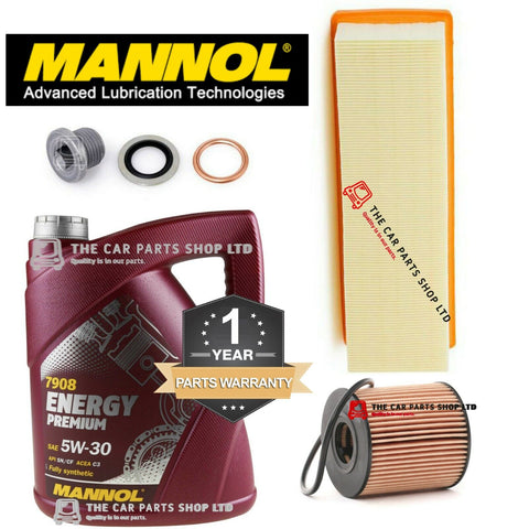 SERVICE KIT FITS PEUGEOT PARTNER ORIGIN 1560CC DV6BTED 5L MANNOL 5W30 & AIR OIL
