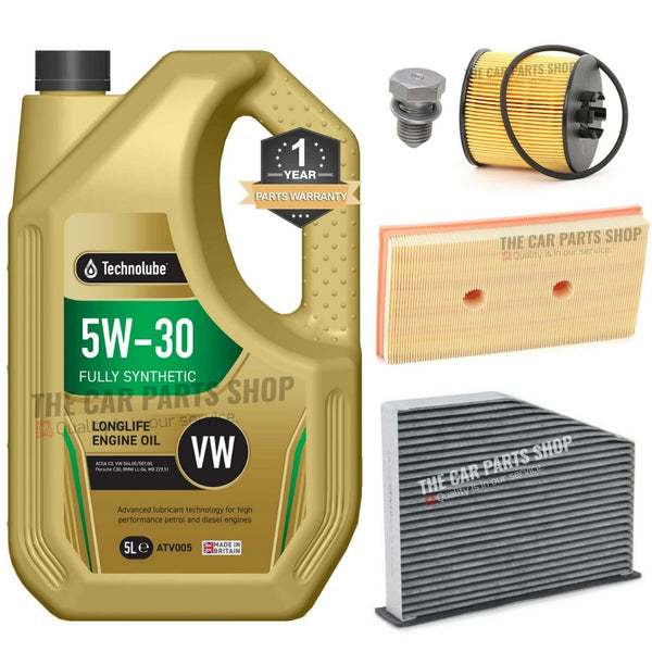 FITS VW GOLF 1.6 FSI PETROL MK5 SERVICE KIT 5L OIL + AIR OIL CABIN SUMP PLUG