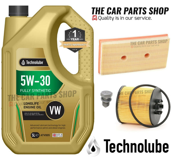 TO FIT VW GOLF 1.6 FSI PETROL MK5 SERVICE KIT 5L 507 5W30 + AIR OIL + PLUG