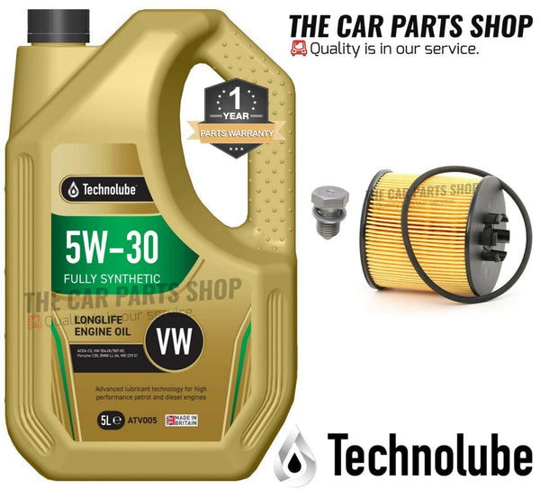 TO FIT VW GOLF 1.6 FSI PETROL MK5 SERVICE KIT 5L 5W30 + OIL FILTER + PLUG