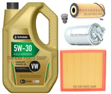 FOR AUDI A4 8H CABRIO TDI 02-09 SERVICE KIT 5L 507 OIL & AIR OIL FUEL + PLUG