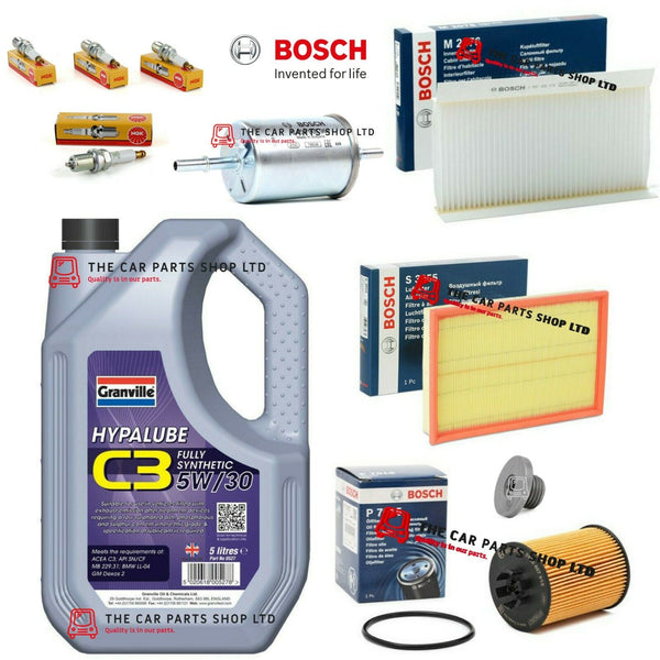 FOR VAUXHALL CORSA C MK2 1.2 PETROL FULL BOSCH SERVICE KIT GRANVILLE OIL + PLUG