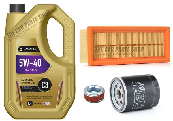 SERVICE KIT FOR FIAT 500 S 1.2 2007-2019 5L 5W40 OIL + OIL AIR + SUMP PLUG