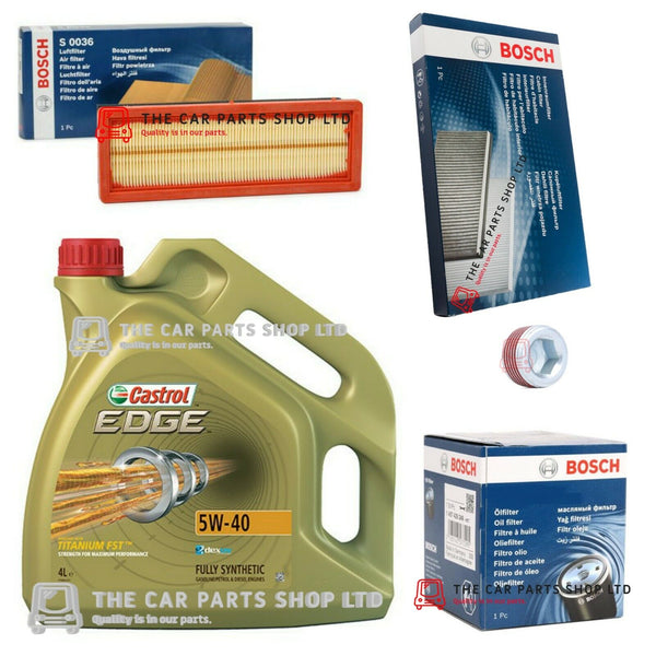 TO FIT FIAT 500 S 1.2 2007-19 BOSCH SERVICE KIT 4L CASTROL OIL + AIR OIL POLLEN
