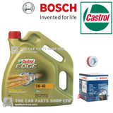 TO FIT FIAT 500 S 1.2 2007-19 BOSCH SERVICE KIT 4L CASTROL + OIL FILTER AND PLUG