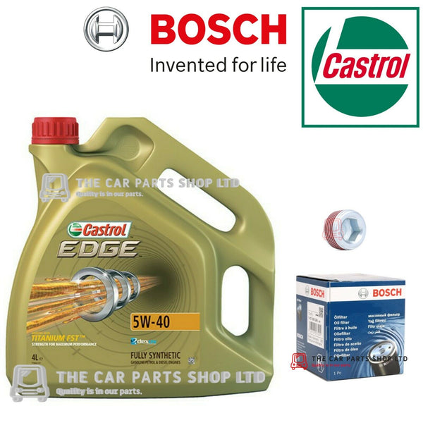 TO FIT FIAT 500 S 1.2 2007-19 BOSCH SERVICE KIT 4L CASTROL + OIL FILTER AND PLUG