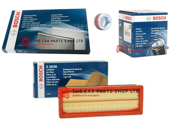 BOSCH SERVICE FILTERS KIT FOR FIAT 500 S 1.2 07-19 AIR OIL CABIN SUMP PLUG OE