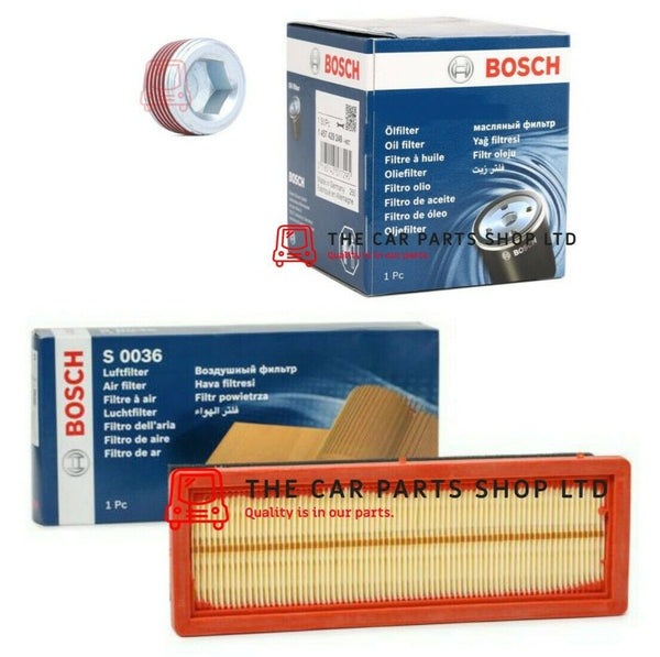 BOSCH SERVICE FILTERS KIT FOR FIAT 500 S 1.2 07-19 OIL FILTER & AIR FILTER PLUG
