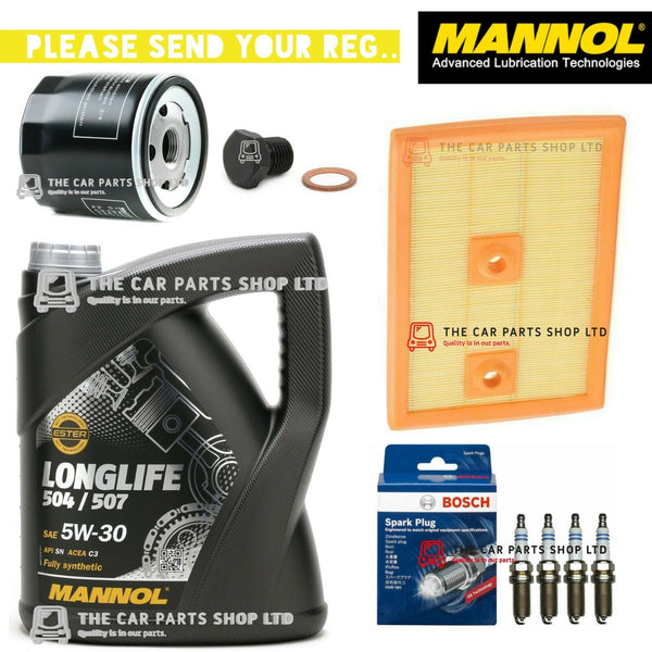 FOR AUDI A3 1.4 2012-2016 SERVICE KIT 5L 5W30 + AIR OIL FILTER & BOSCH PLUGS NEW