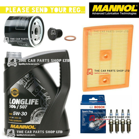 FOR AUDI A3 1.4 2012-2016 SERVICE KIT 5L 5W30 + AIR OIL FILTER & BOSCH PLUGS NEW