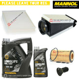 FOR MERCEDES C-CLASS C220D W205 SERVICE KIT 6L MANNOL + AIR OIL CABIN & PLUG