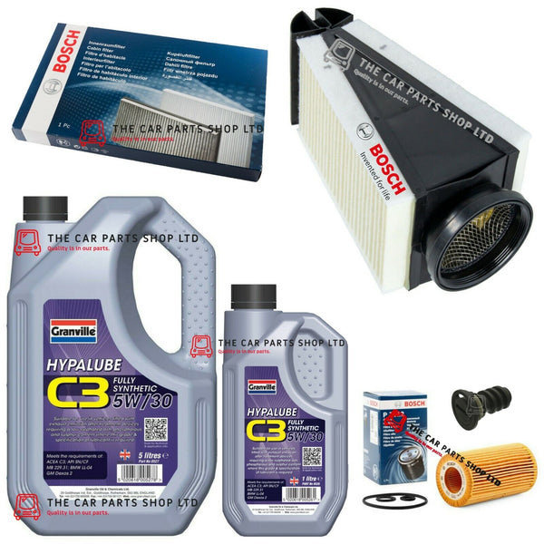 FITS MERCEDES C-CLASS C220D 14-18 BOSCH SERVICE KIT 6L GRANVILLE & 3 FILTER KIT