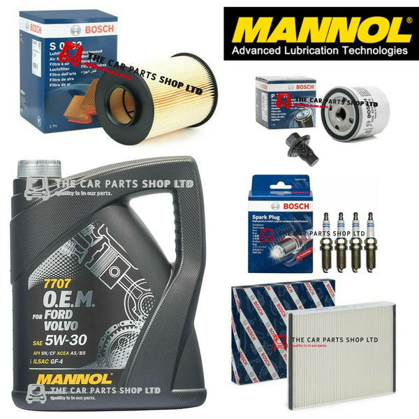 FOR FORD FOCUS 1.6 ZETEC 11-14 FULL BOSCH SERVICE KIT 5L OIL + FILTERS + PLUGS