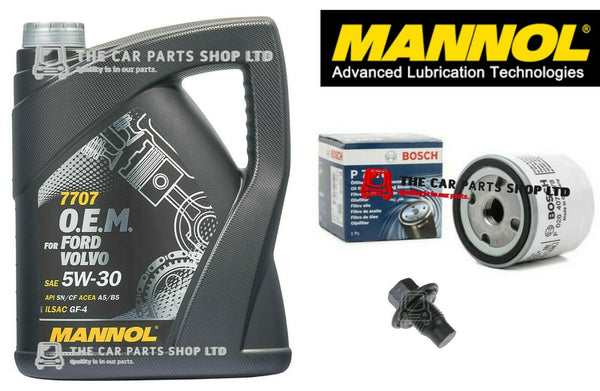 FOR FORD FOCUS 1.6 PETROL 11-14 BOSCH SERVICE KIT 5L OIL & BOSCH FILTER & PLUG