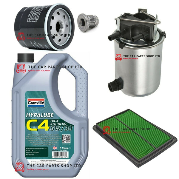 FOR NISSAN QASHQAI 1.5 DCI MK2 08/2014> SERVICE KIT 5L C4 OIL & OIL AIR FUEL KIT
