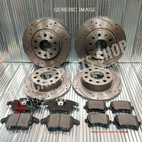 FOR AUDI TT 1.8 MK1 DRILLED AND GROOVED FRONT AND REAR DISCS + FRONT REAR PADS