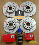 FOR AUDI TT 1.8 QUATTRO MK1 FRONT & REAR DRILLED GROOVED DISCS WITH BREMBO PADS