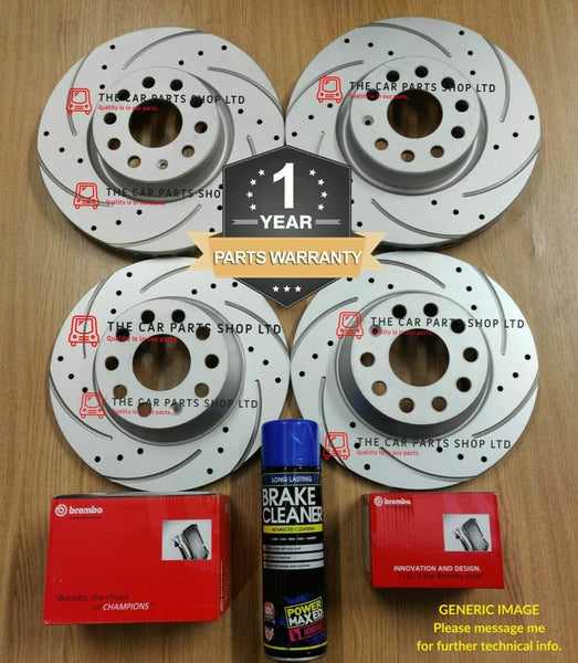 FOR AUDI TT 1.8 QUATTRO MK1 FRONT & REAR DRILLED GROOVED DISCS WITH BREMBO PADS