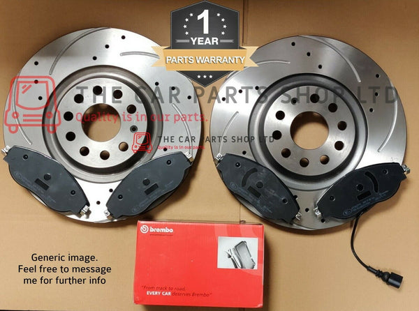 FITS AUDI TT 1.8 QUATTRO MK1 DRILLED + GROOVED FRONT AXLE DISCS & BREMBO PADS