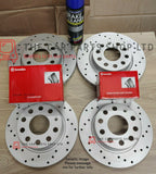 FOR AUDI TT 1.8 MK1 DRILLED FRONT & REAR DISCS WITH GENUINE BREMBO PADS