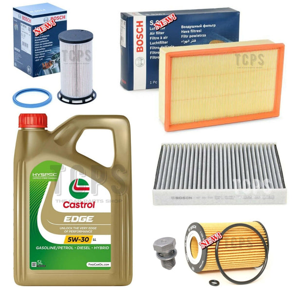BOSCH SERVICE KIT FITS VW PASSAT B8 2014> 5L CASTROL & BOSCH FILTER KIT + PLUG