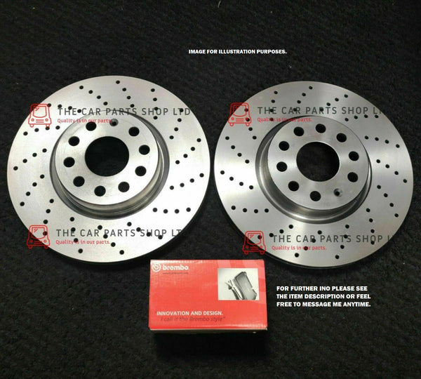 FRONT DRILLED BRAKE DISCS 292MM & BREMBO PADS FITS BMW 118D E87 (SENSOR INC)