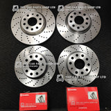 FOR VW GOLF S TSI MK6 FULL DRILLED BREMBO BRAKING KIT FRONT & REAR DISCS PADS