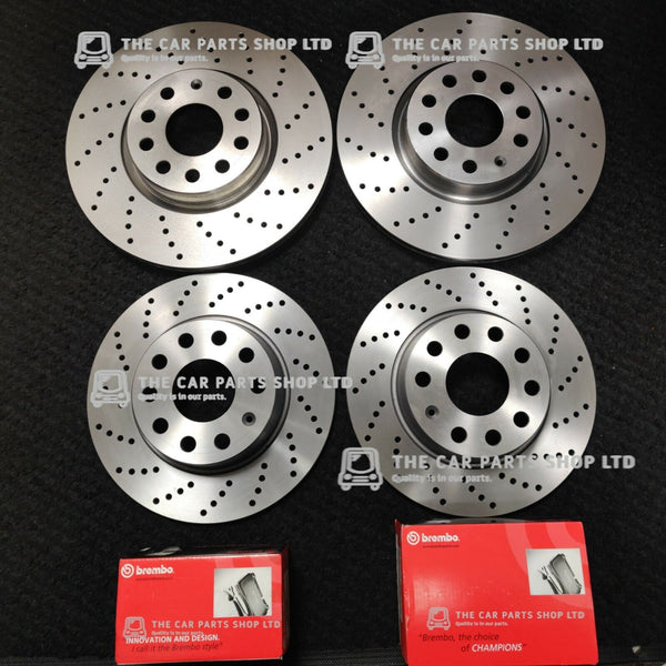 FOR VW GOLF S TSI MK6 FULL DRILLED BREMBO BRAKING KIT FRONT & REAR DISCS PADS