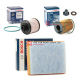 BOSCH SERVICE FILTERS KIT TO FIT PEUGEOT PARTNER 1.6 HDI FUEL AIR & OIL + PLUG