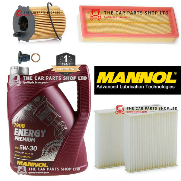 FOR PEUGEOT 207 1.6 GT HDI MK1 DV6TED SERVICE KIT MANNOL 5L OIL & POLLEN AIR OIL