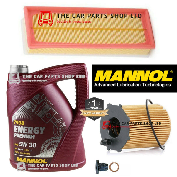 FOR PEUGEOT 207 1.6 GT HDI MK1 DV6TED SERVICE KIT 5L OIL + AIR & OIL FILTER PLUG