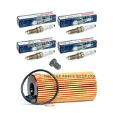 BOSCH SPARK PLUGS FOR BMW 320i 2.0 SPORT F30 WITH OIL FILTER AND SUMP PLUG