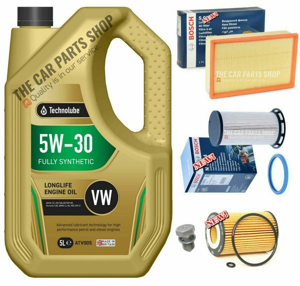 BOSCH SERVICE KIT TO FIT VW GOLF GT TDI 2.0 MK7 5L 5W30 + AIR OIL FUEL FILTER
