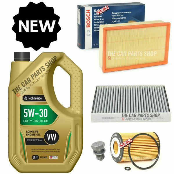 BOSCH SERVICE KIT TO FIT VW GOLF GT TDI 2.0 MK7 5L TECHNOLUBE & POLLEN AIR OIL