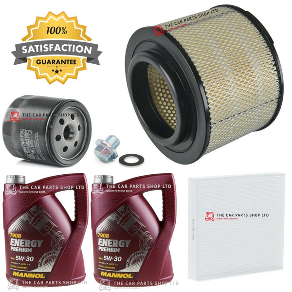 FOR TOYOTA HILUX 2.5 D4D KUN25 SERVICE KIT 10L 5W30 & CABIN AIR OIL FILTER PLUG
