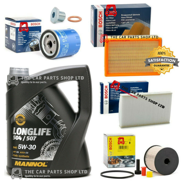 FOR PEUGEOT 307 SE 2.0 HDI 02-08 FULL BOSCH SERVICE KIT WITH 5L LONGLIFE OIL