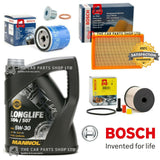 FOR PEUGEOT 307 SE 2.0 HDI 02-08 BOSCH SERVICE KIT 5L MANNOL + AIR FUEL OIL OE