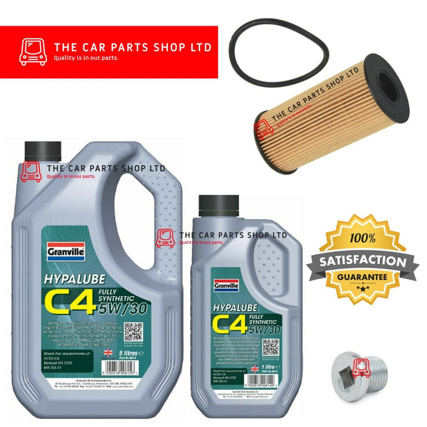 FOR DACIA DUSTER 1.5 DCI MK2 15-19 SERVICE KIT 6L C4 5W30 & OIL FILTER & PLUG