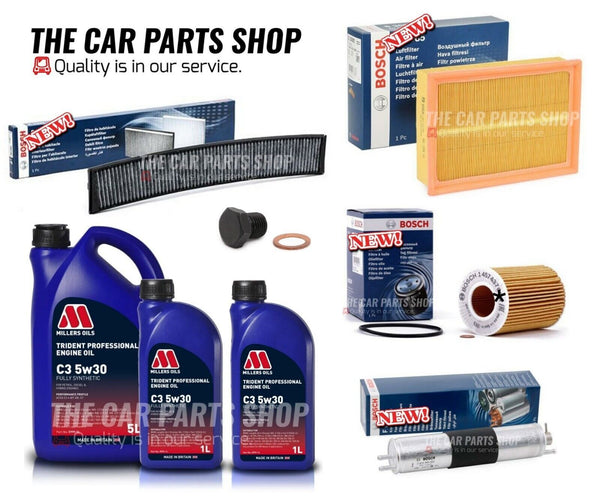 BOSCH SERVICE KIT FOR BMW 330CI 3.0 E46 10L OIL & BOSCH AIR OIL FUEL CABIN PLUG