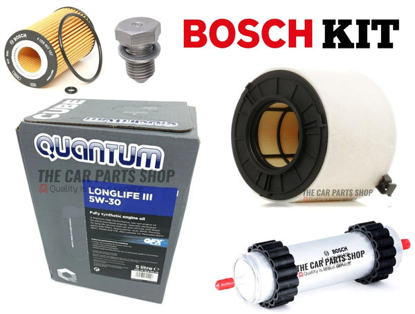 BOSCH SERVICE KIT TO FIT AUDI A4 MK5 2.0 TDI (B9) 5L 5W30 + FUEL OIL AIR & PLUG