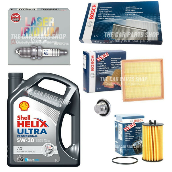 TO FIT VAUXHALL CORSA D 1.2 10-15 FULL BOSCH SERVICE KIT + SHELL 5W-30 DEXOS 2