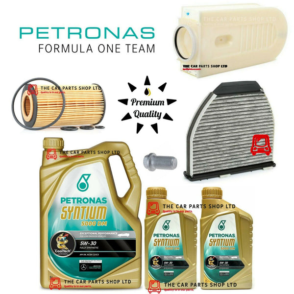 FOR MERCEDES E220 2.1 CDI AMG SPORT SERVICE KIT 7L PETRONAS & AIR OIL CABIN PLUG