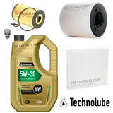 FOR AUDI A1 1.6 TDI SERVICE FILTER KIT 5L 5W30 AND POLLEN AIR OIL FILTER