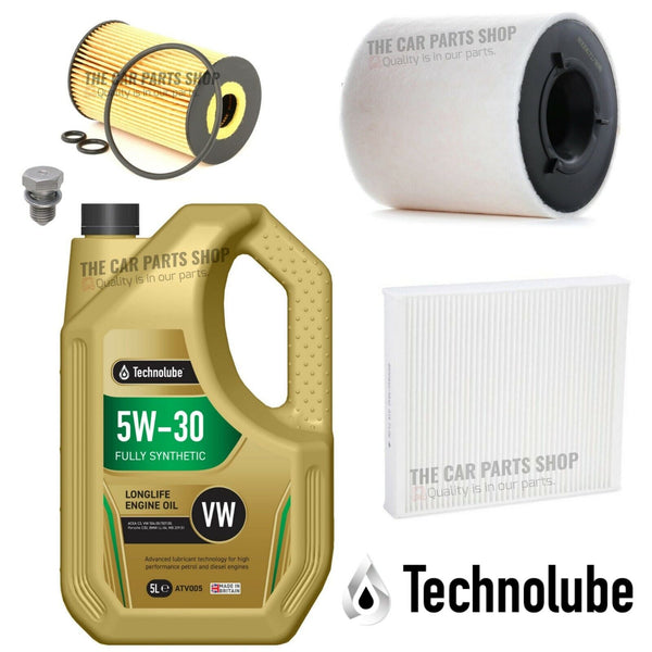 FOR AUDI A1 1.6 TDI SERVICE FILTER KIT 5L 5W30 AND POLLEN AIR OIL FILTER