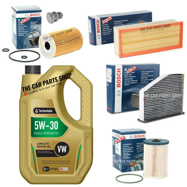 FULL BOSCH SERVICE KIT FOR AUDI A3 2.0 TDI MK2 5L 5W30 TECHNOLUBE FULL BOSCH KIT