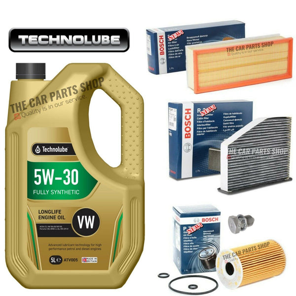 BOSCH SERVICE KIT FOR AUDI A3 2.0 TDI MK2 5L LONGLIFE & OIL AIR CABIN IN BOSCH