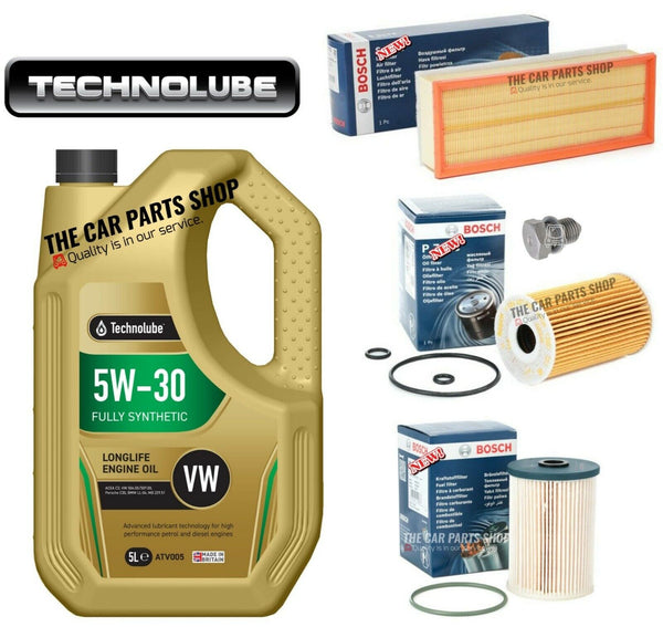 BOSCH SERVICE KIT FOR AUDI A3 2.0 TDI MK2 5L LONGLIFE AND BOSCH FUEL OIL AIR OE