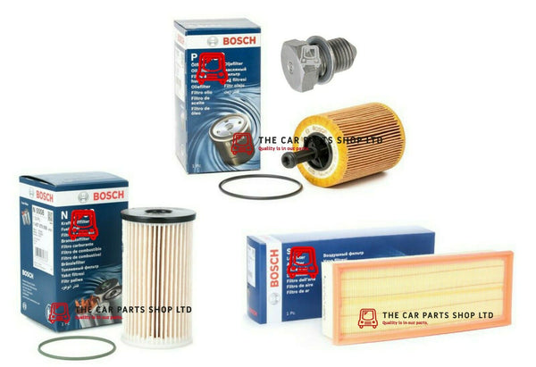 BOSCH SERVICE FILTERS KIT FOR AUDI A3 2.0 TDI MK2 FUEL OIL AIR BOSCH & SUMP PLUG