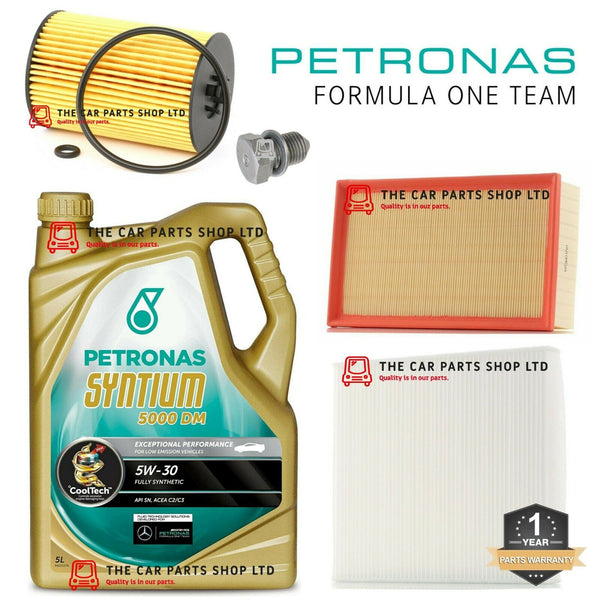 SERVICE KIT FOR GOLF GTD WITH PETRONAS 5W30 & 3 FILTERS AIR OIL CABIN SUMP PLUG
